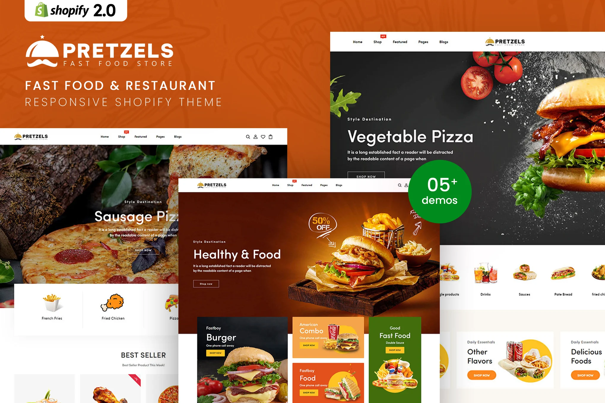 Pretzels Restaurant Shopify Theme